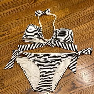 Eberjey Black White Rope Detail Bikini size small